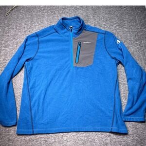 Eddie Bauer First Ascent Shirt Mens XL Fleece Sweater Blue Pull Over Climbing